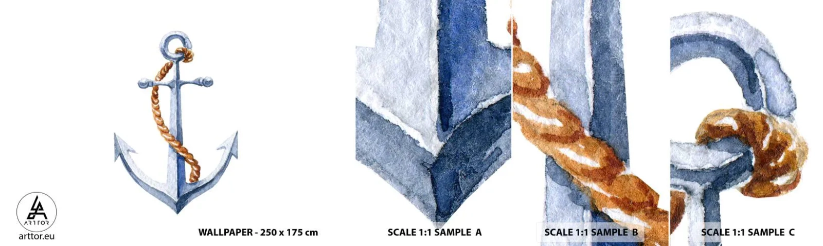 Échantillon De Papier Peint Standard Eco - Ah l'aventure ! - Ancre, Passe-temps, voile - 100x30 cm