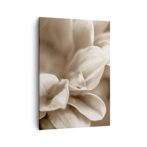 Impression sur toile - Image sur toile - Gros plan de fleurs dans un ton sépia délicat avec des contours doux - 50x70cm - Doux comme un sourire - Décoration murale moderne pour le salon et la chambre ARTTOR