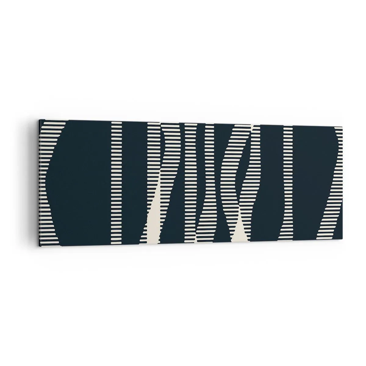 Impression sur toile - Image sur toile - Lignes géométriques dans des tons clairs sur un fond sombre - 140x50cm - Une tentative de briser l'obscurité - Décoration murale moderne pour le salon et la chambre ARTTOR