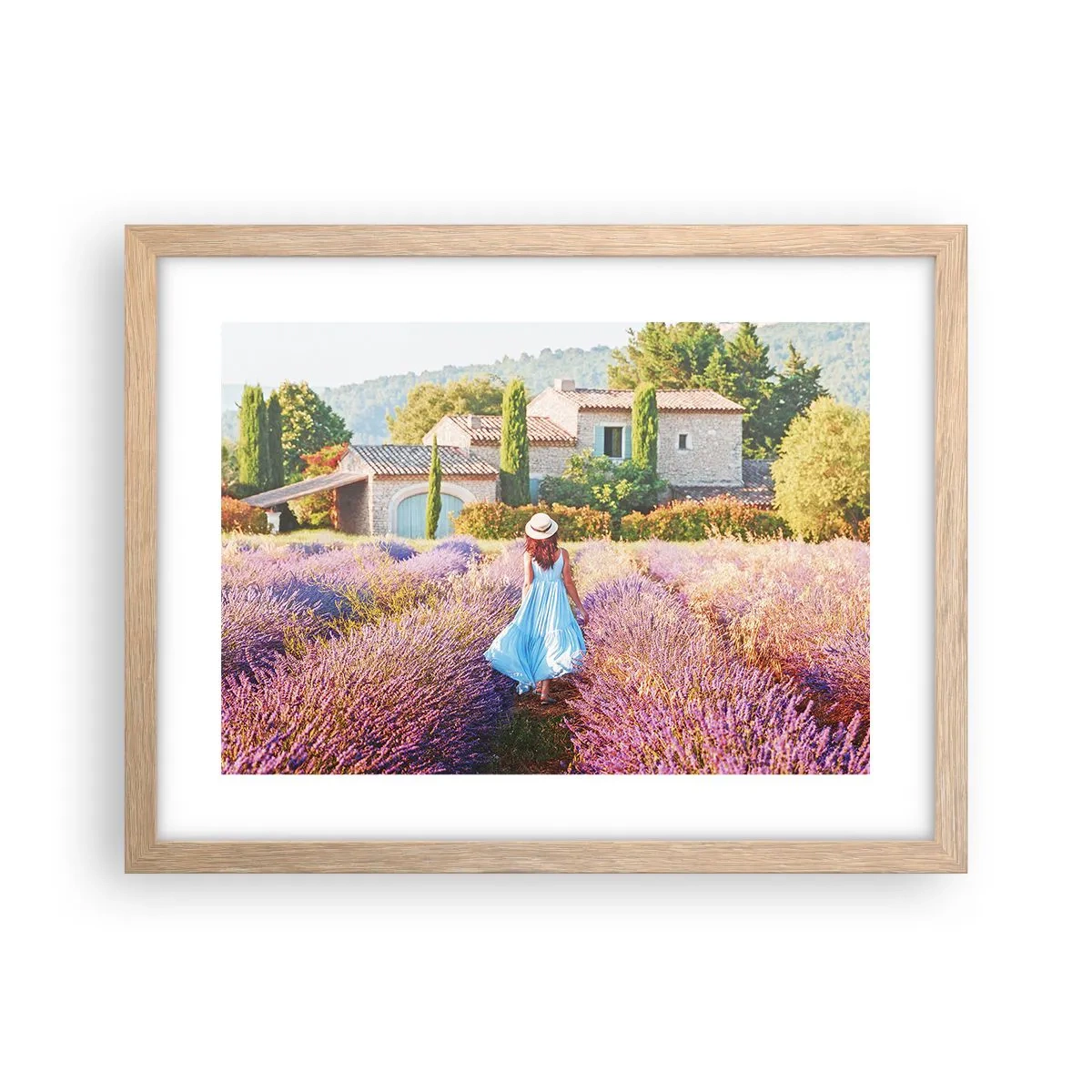 Affiche dans un chêne clair - Poster - Fille de la lavande - 40x30 cm