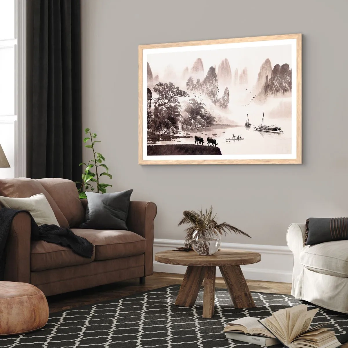 Affiche dans un chêne clair - Poster - Le quotidien exotique de l'Orient - 91x61 cm