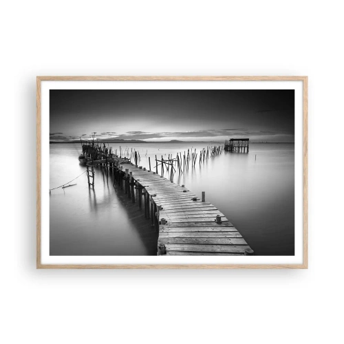 Affiche dans un chêne clair - Poster - La paix d'un rivage oublié - 100x70 cm