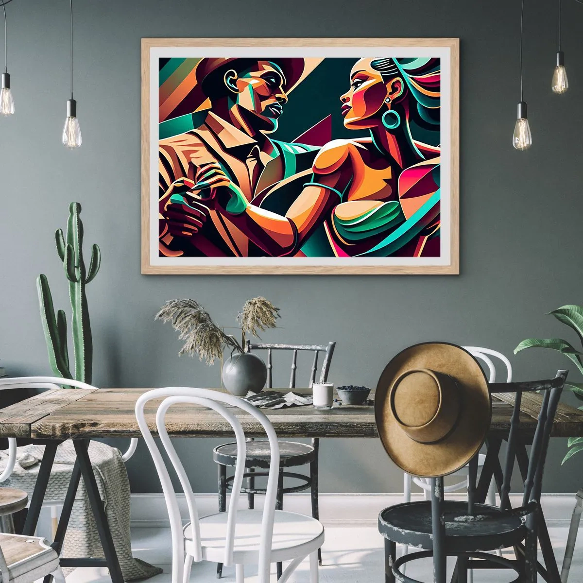 Affiche dans un chêne clair - Poster - Au rythme du coeur - 50x40 cm