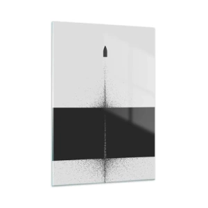 Impression sur verre - Image sur verre - Une composition abstraite en noir et blanc avec une ligne dynamique - 50x70cm - Droit au but - Décoration murale moderne pour le salon et la chambre ARTTOR