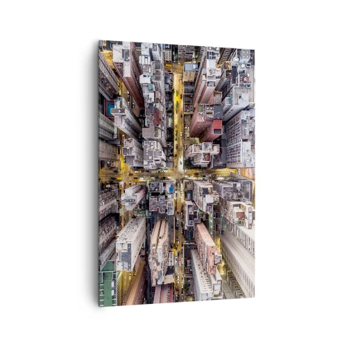 Impression sur toile - Image sur toile - Une vue plongeante sur une ville pleine de gratte-ciels - 80x120cm - Salutations de Hong-Kong - Décoration murale moderne pour le salon et la chambre ARTTOR