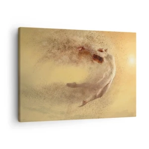 Impression sur toile - Image sur toile - Une figure en mouvement dynamique avec un effet de désintégration - 70x50cm - Dans le ravissement de la danse - Décoration murale moderne pour le salon et la chambre ARTTOR