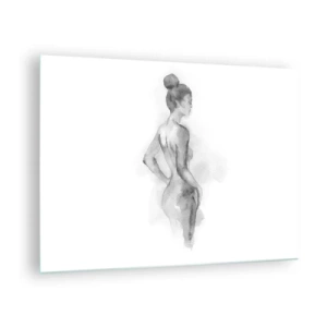 Impression sur verre - Image sur verre - Une silhouette féminine subtile peinte à l'aquarelle sur fond blanc - 70x50cm - Belle comme une peinture - Décoration murale moderne pour le salon et la chambre ARTTOR