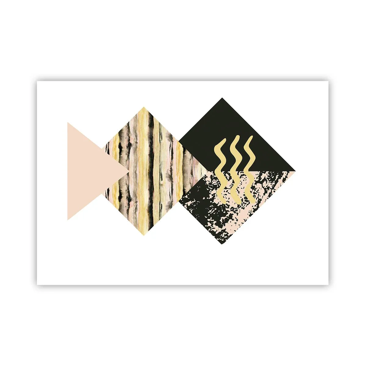 Affiche - Poster - Formes géométriques avec des motifs abstraits - 100x70cm - Pas si simple - Décoration murale moderne pour le salon et la chambre ARTTOR