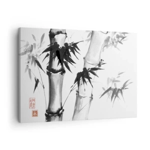 Impression sur toile - Image sur toile - Bambou aquarelle de style japonais sur fond blanc - 70x50cm - Gros plan sur l'orient - Décoration murale moderne pour le salon et la chambre ARTTOR