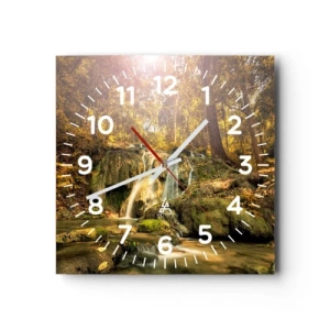 Horloge murale - Pendule murale - Cascade de forêt en vert - 40x40 cm