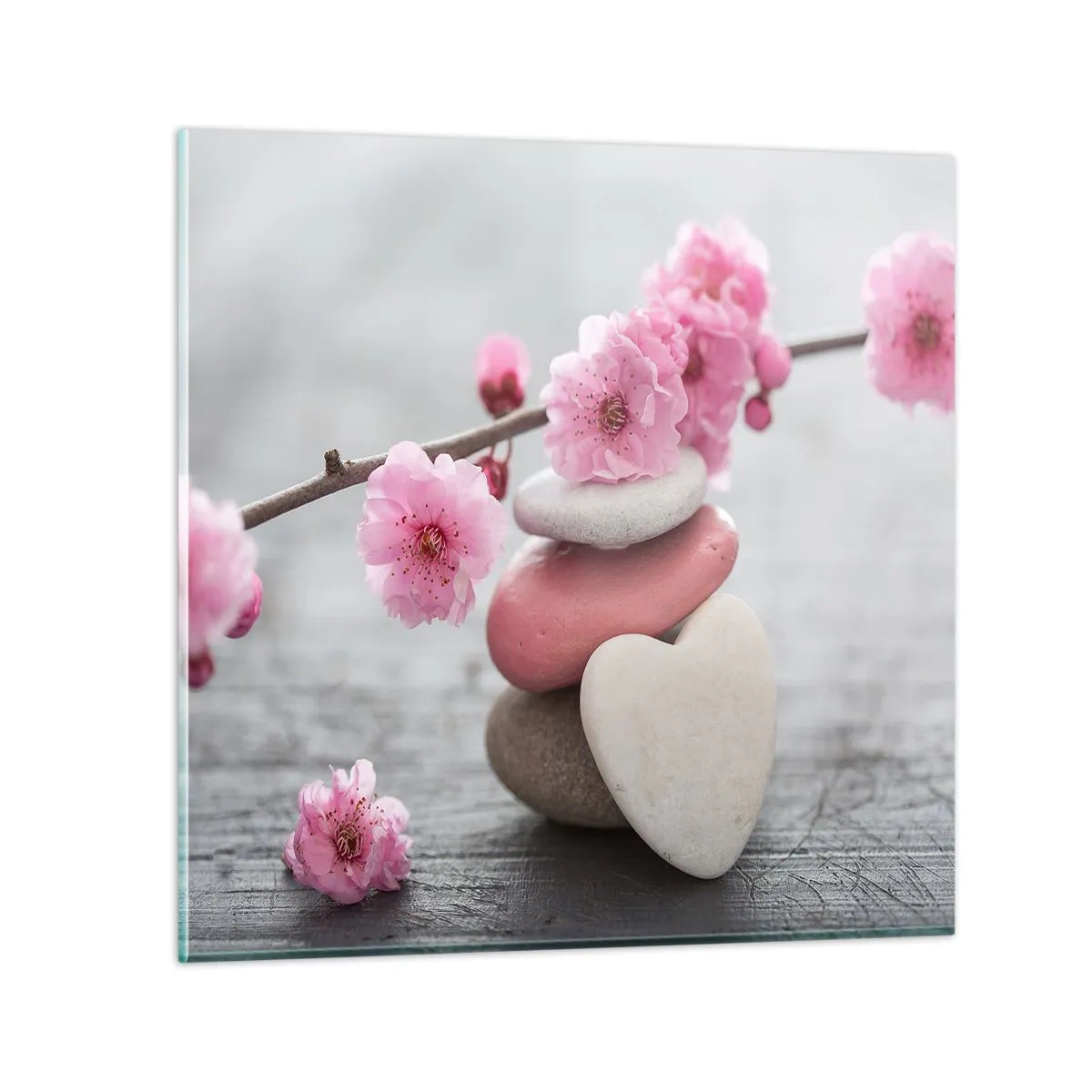 Impression sur verre - Image sur verre - Le bonheur avec une fleur de cerisier - 30x30 cm
