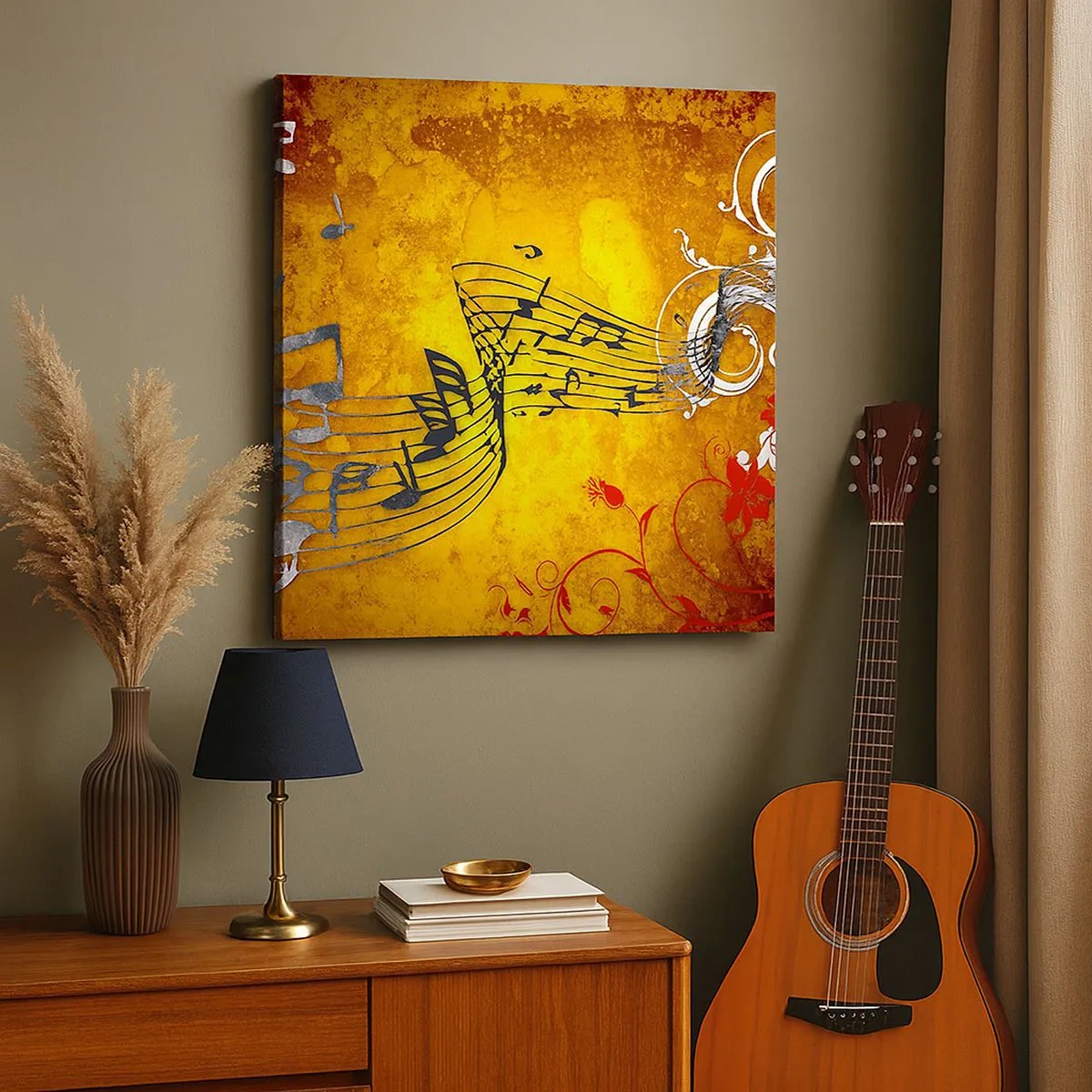 Impression sur toile - Image sur toile - Que la musique coule - 30x30 cm