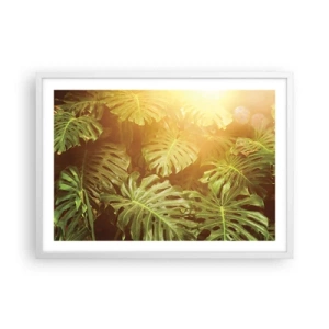 Affiche dans un cadre blanc - Poster - Se fondre dans la verdure - 70x50 cm