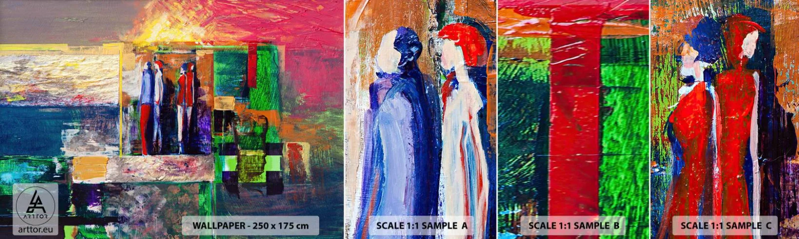 Échantillon De Papier Peint Standard Eco - Relations et émotions - Abstraction, Personnes, Morceau - 100x30 cm