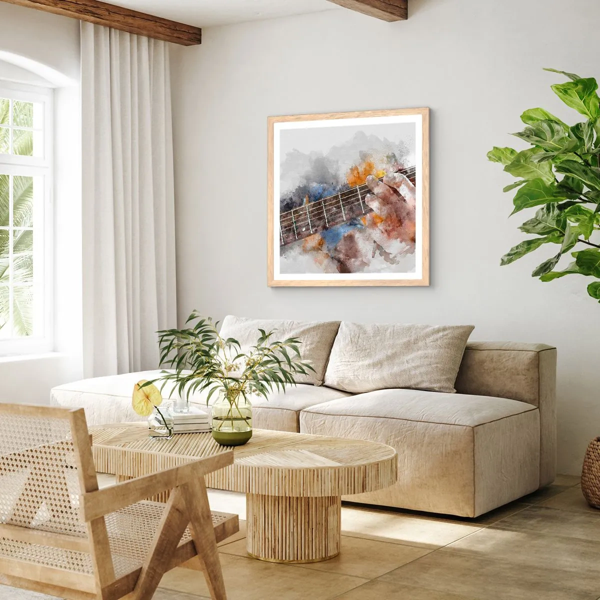 Affiche dans un chêne clair - Poster - La poésie entre les cordes - 40x40 cm