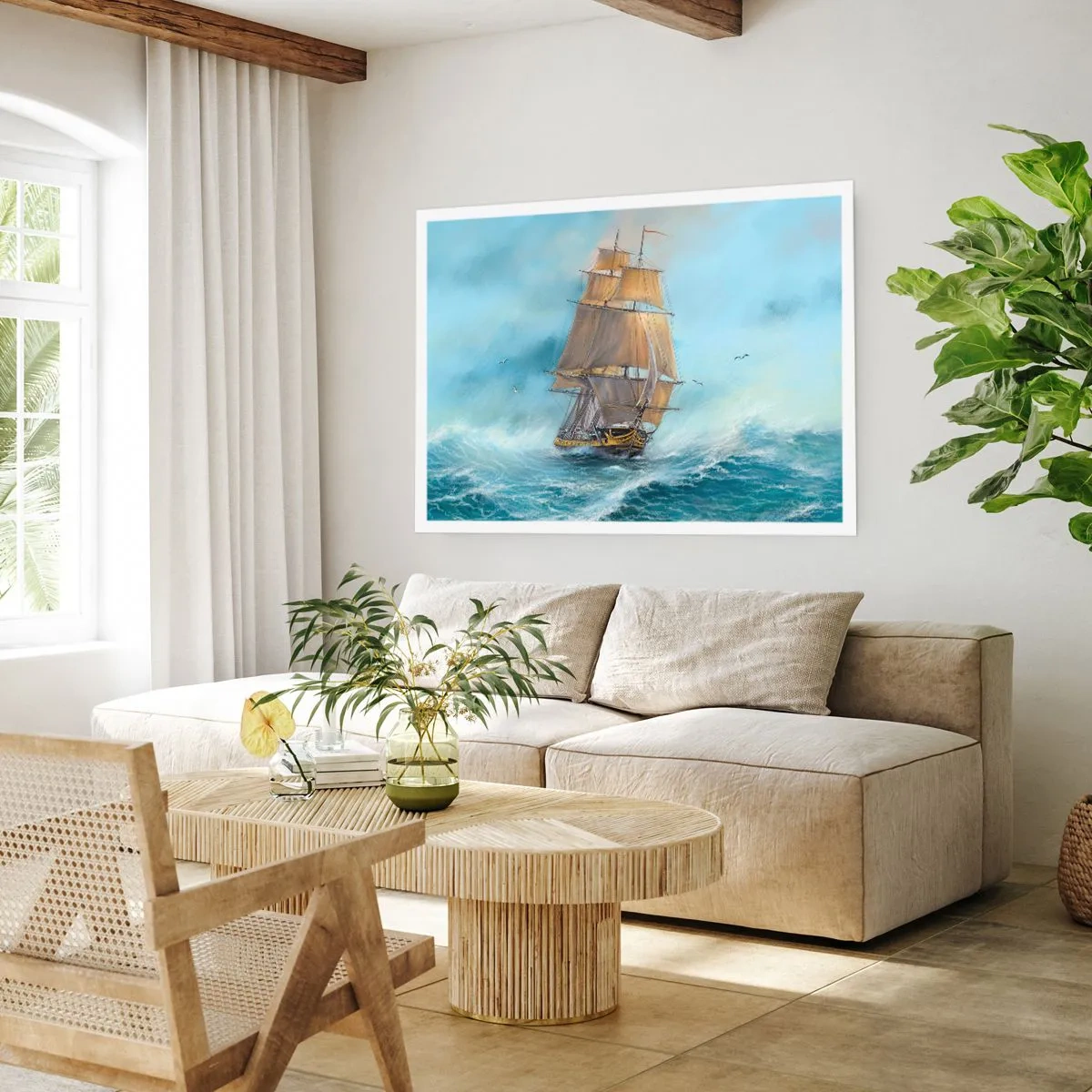 Affiche - Poster - Se précipitant sur les vagues - 40x30 cm