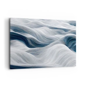 Impression sur toile - Image sur toile - Lignes ondulées dans des tons de bleu et de blanc - 100x70cm - Vagues blanches et bleues - Décoration murale moderne pour le salon et la chambre ARTTOR