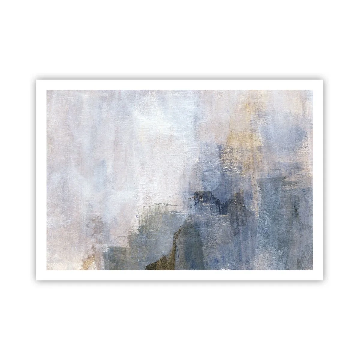 Affiche - Poster - Taches abstraites subtiles dans des tons de bleu et de beige - 100x70cm - Tonalités et accords de couleur - Décoration murale moderne pour le salon et la chambre ARTTOR