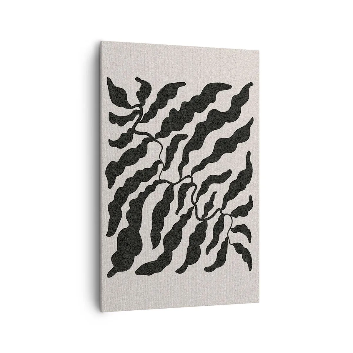 Impression sur toile - Image sur toile - Brindilles avec des feuilles noires sur fond clair - 80x120cm - La nature du carré - Décoration murale moderne pour le salon et la chambre ARTTOR