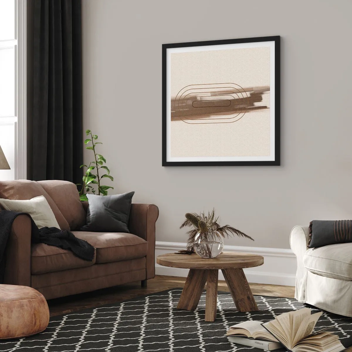 Affiche dans un cadre noir - Poster - Parfum de gris - 60x60 cm