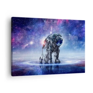 Impression sur toile - Image sur toile - Astronaute dans un paysage galactique - 70x50cm - Le ciel étoilé au dessus de moi - Décoration murale moderne pour le salon et la chambre ARTTOR