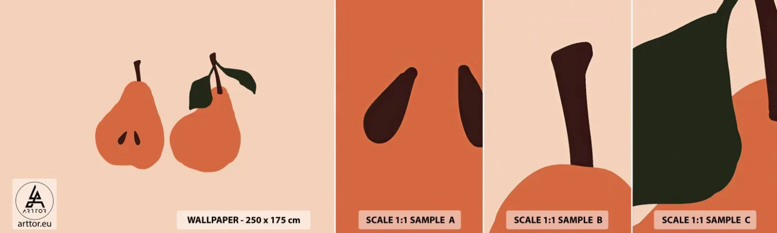 Échantillon de Papier Peint Autocollant Deluxe Sticker - La douceur elle-même - Poire, Fruit, Minimaliste - 100x30 cm