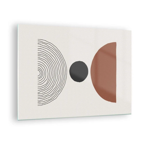 Impression sur verre - Image sur verre - Formes géométriques abstraites sur fond clair - 70x50cm - Au centre de l'attention - Décoration murale moderne pour le salon et la chambre ARTTOR