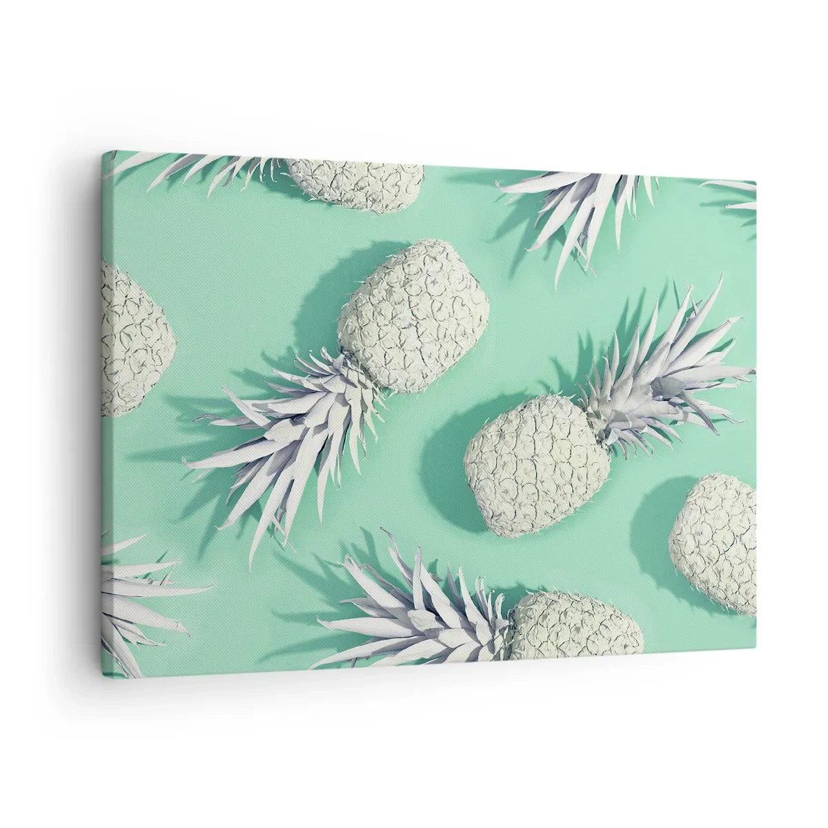 Impression sur toile - Image sur toile - Ananas blancs sur fond pastel dans un style minimaliste - 70x50cm - Ils se combinent très bien avec la menthe - Décoration murale moderne pour le salon et la chambre ARTTOR