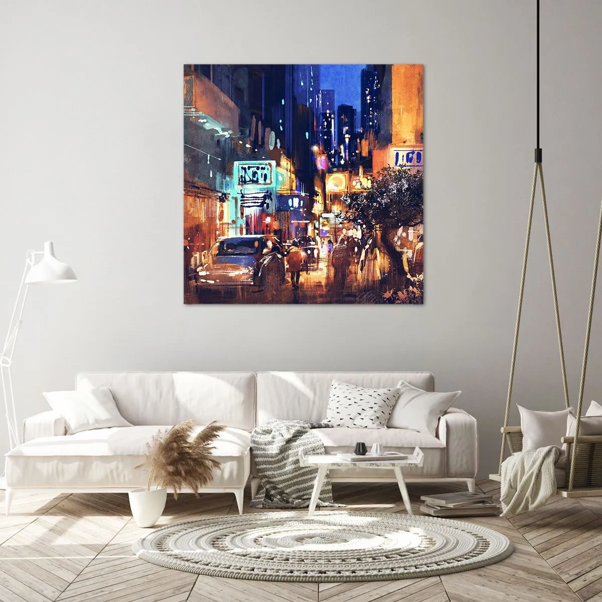 Impression sur toile - Image sur toile - Et la ville ne dort pas - 60x60 cm