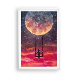 Affiche dans un cadre blanc - Poster - Se balancer dans les nuages - 61x91 cm