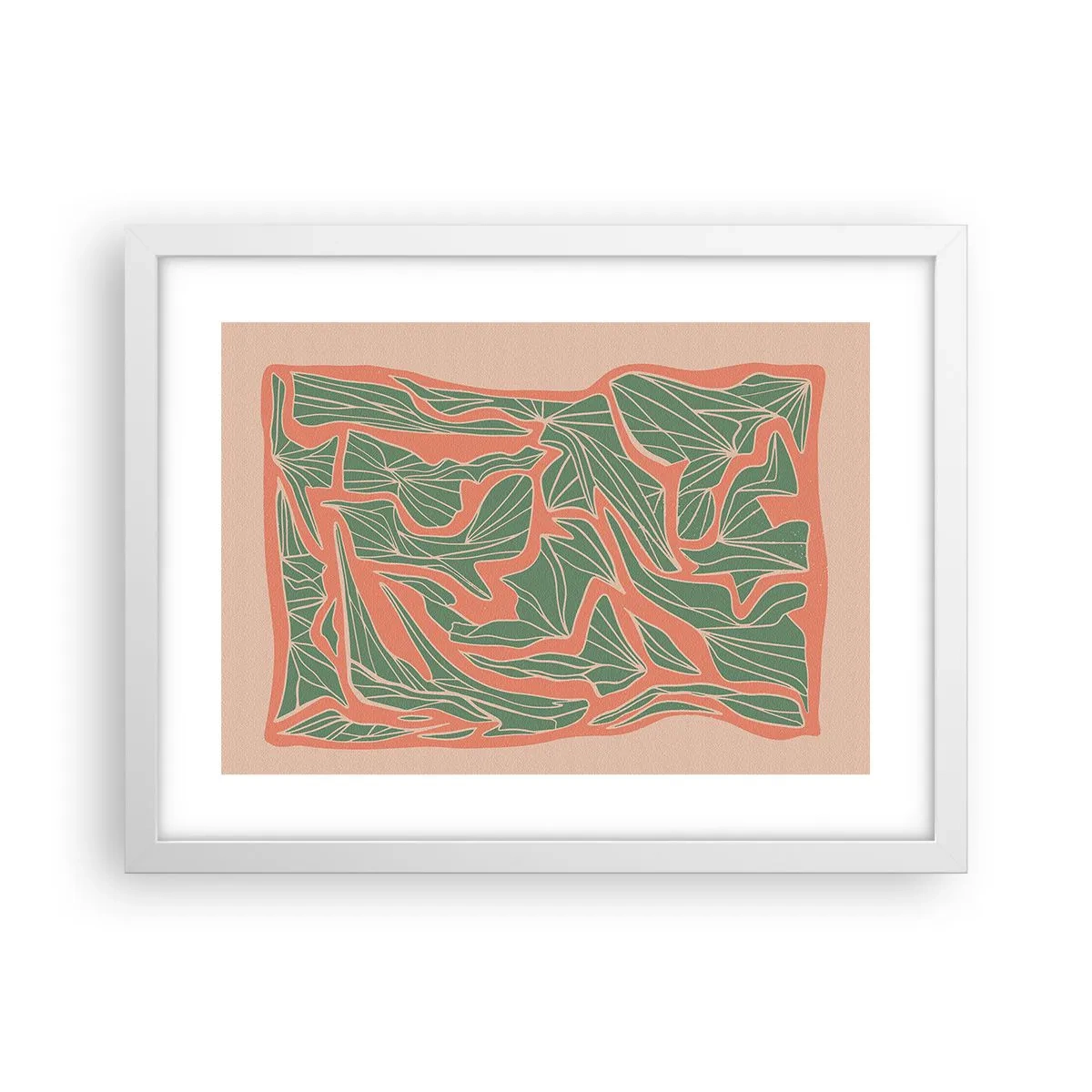 Affiche dans un cadre blanc - Poster - La lutte entre le corail et la verdure - 40x30 cm