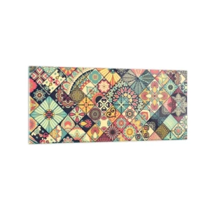 Impression sur verre - Image sur verre - Motifs géométriques colorés inspirés du style marocain - 120x50cm - Ambiance marocaine - Décoration murale moderne pour le salon et la chambre ARTTOR