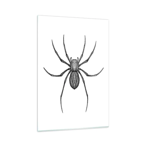Impression sur verre - Image sur verre - Détail d'une araignée sur fond blanc dans un style dessin animé - 80x120cm - Une précision troublante - Décoration murale moderne pour le salon et la chambre ARTTOR