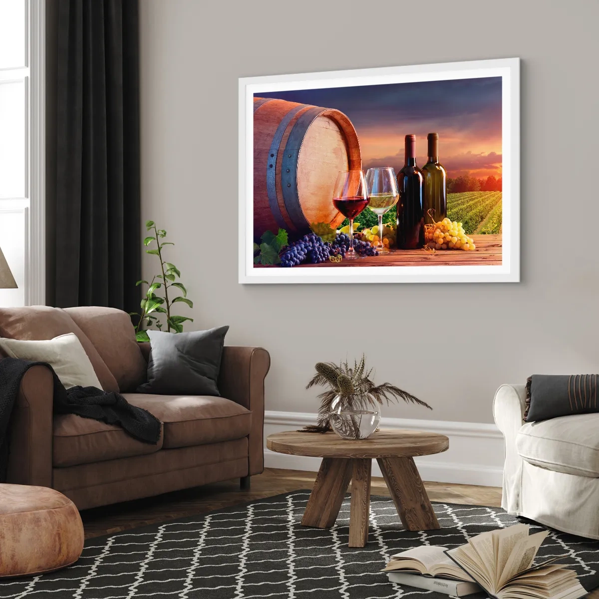 Affiche dans un cadre blanc - Poster - Ici la vie a du goût - 100x70 cm