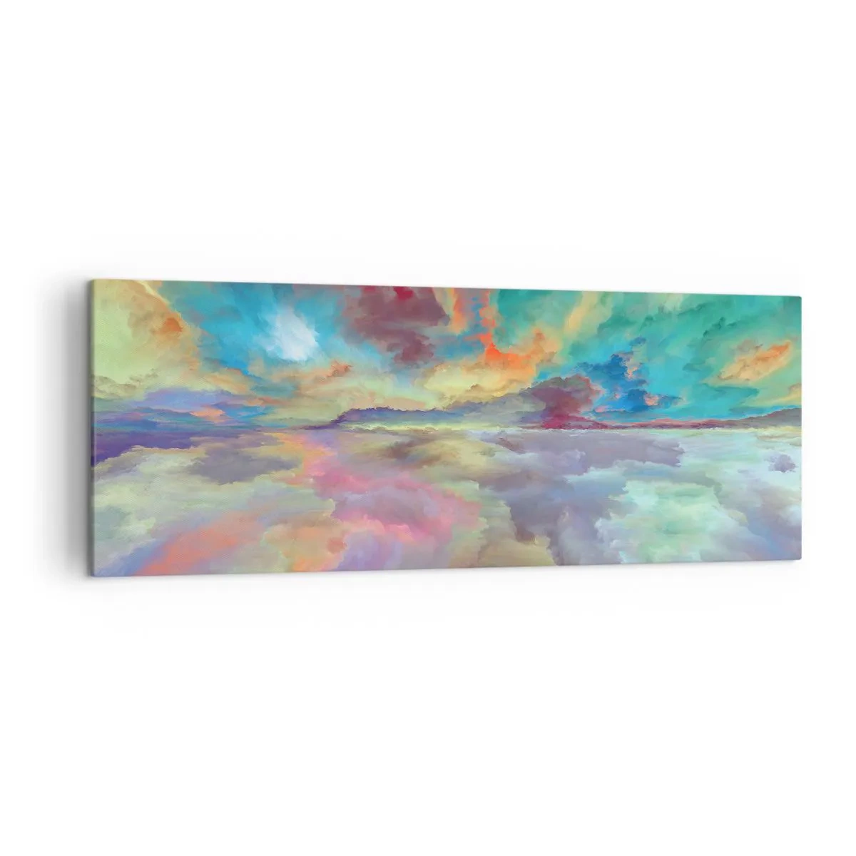 Impression sur toile - Image sur toile - Paysage de nuages colorés dans un style abstrait - 140x50cm - Deux paradis - Décoration murale moderne pour le salon et la chambre ARTTOR