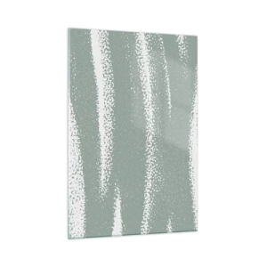 Impression sur verre - Image sur verre - Vagues d'hiver dans les tons menthe et blanc - 70x100cm - Abstraction dans un climat hivernal - Décoration murale moderne pour le salon et la chambre ARTTOR