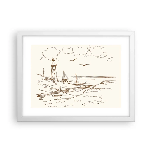Affiche dans un cadre blanc - Poster - Esquisse de souvenirs d'été - 40x30 cm
