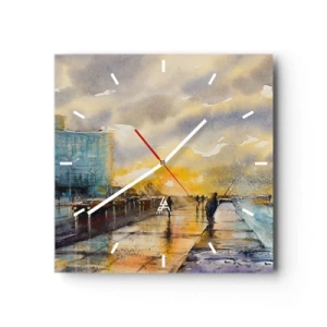 Horloge murale - Pendule murale - Une vue pittoresque de la promenade en bord de mer au coucher du soleil - 30x30cm - La vie sur le rivage - Décoration murale moderne pour le salon et la chambre ARTTOR