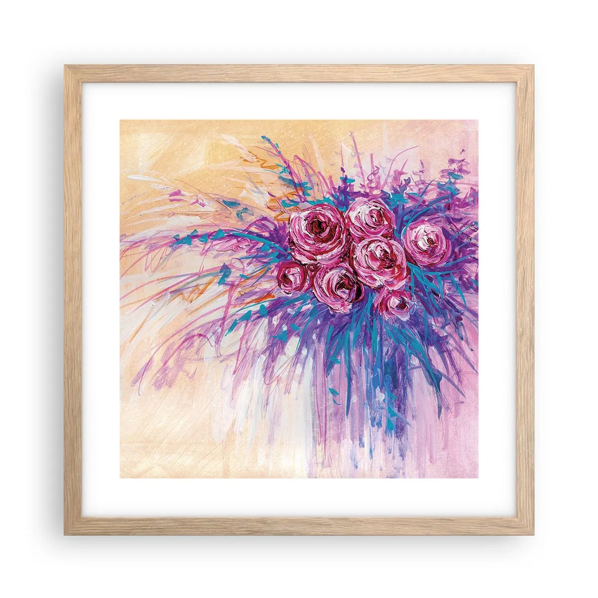 Affiche dans un chêne clair - Poster - Fontaine aux roses - 40x40 cm