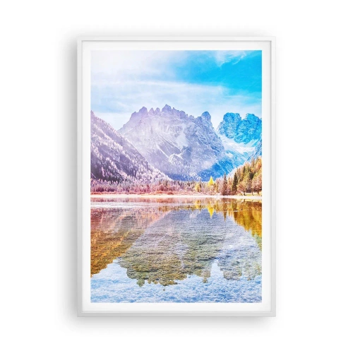 Affiche dans un cadre blanc - Poster - C'est déjà le printemps à la montagne - 70x100 cm