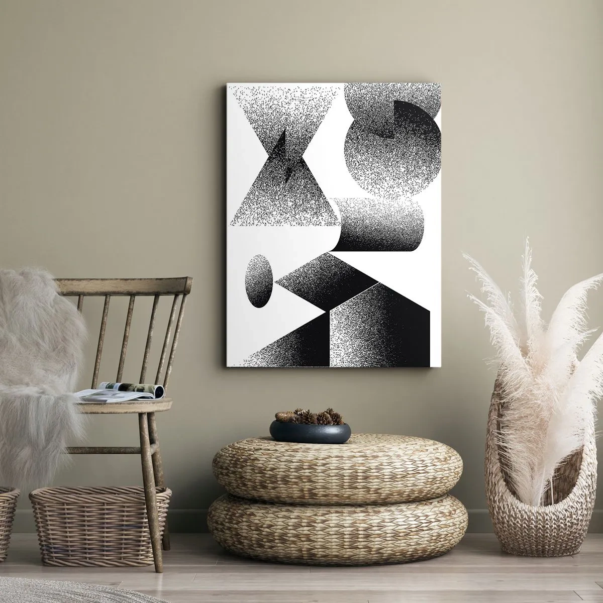 Impression sur toile - Image sur toile - Géométrie composée d'angles et de formes ovales - 70x100cm - Angles et ovales - Décoration murale moderne pour le salon et la chambre ARTTOR