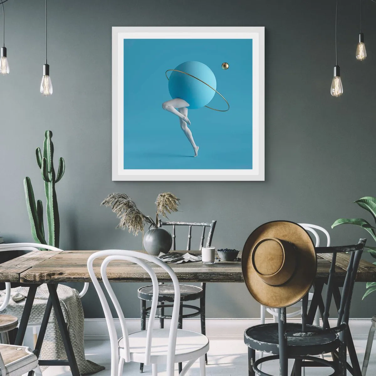 Affiche dans un cadre blanc - Poster - Et les planètes deviennent folles - 50x50 cm