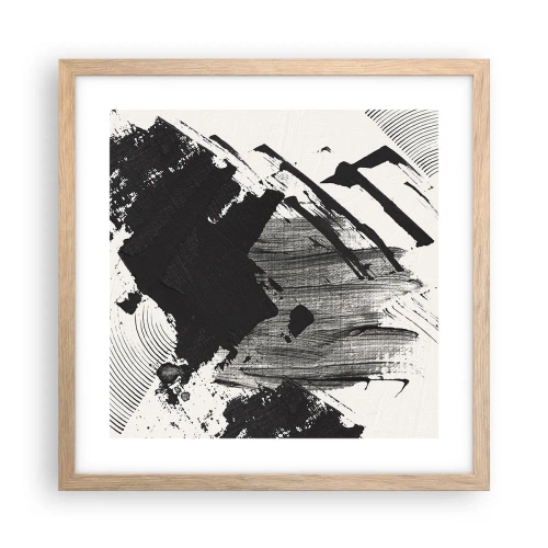 Affiche dans un chêne clair - Poster - Abstraction – expression du noir - 40x40 cm