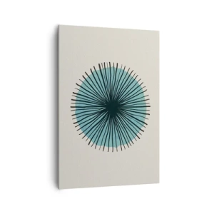 Impression sur toile - Image sur toile - Forme circulaire abstraite avec des rayons bleus - 70x100cm - Rayonnant dans l'azur - Décoration murale moderne pour le salon et la chambre ARTTOR