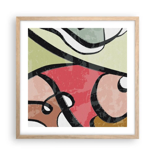 Affiche dans un chêne clair - Poster - Pirouettes parmi les couleurs - 50x50 cm