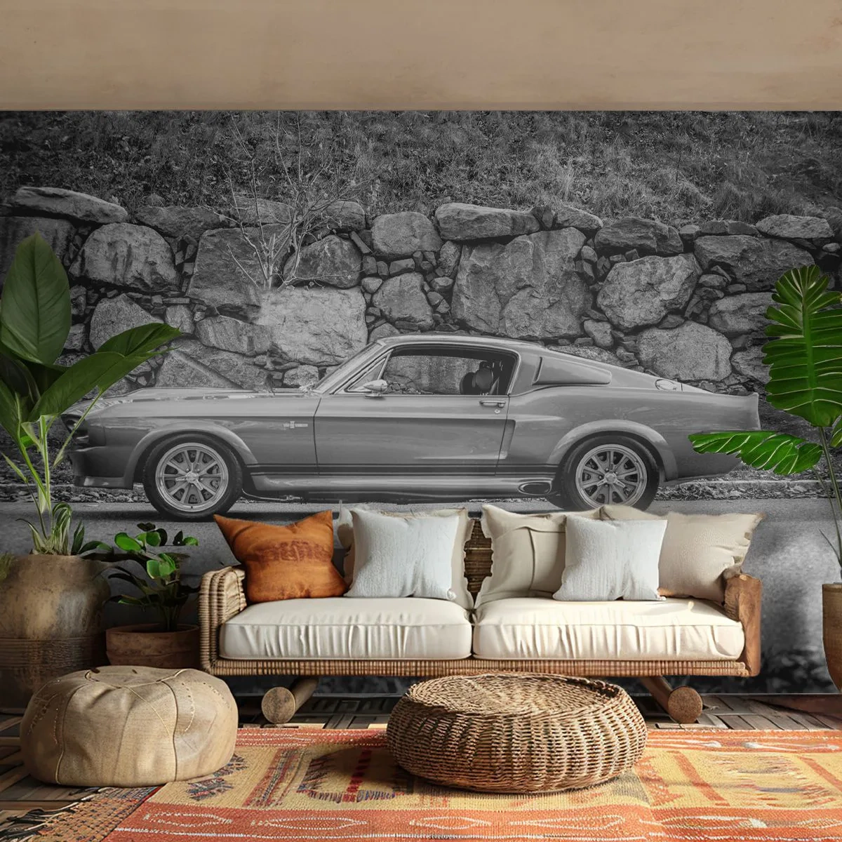Papier Peint Photo Premium Canvas - Légende des années 60 - Voiture ancienne, Automobile, Voiture de sport - 150x105 cm