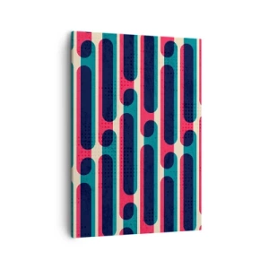 Impression sur toile - Image sur toile - Motif géométrique rétro aux couleurs pastel - 50x70cm - En profondeur et sur l'avant - Décoration murale moderne pour le salon et la chambre ARTTOR