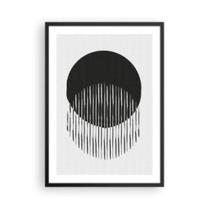 Affiche dans un cadre noir - Poster - Composition abstraite d'un cercle noir et de lignes verticales - 50x70cm - Son alter ego - Décoration murale moderne pour le salon et la chambre ARTTOR