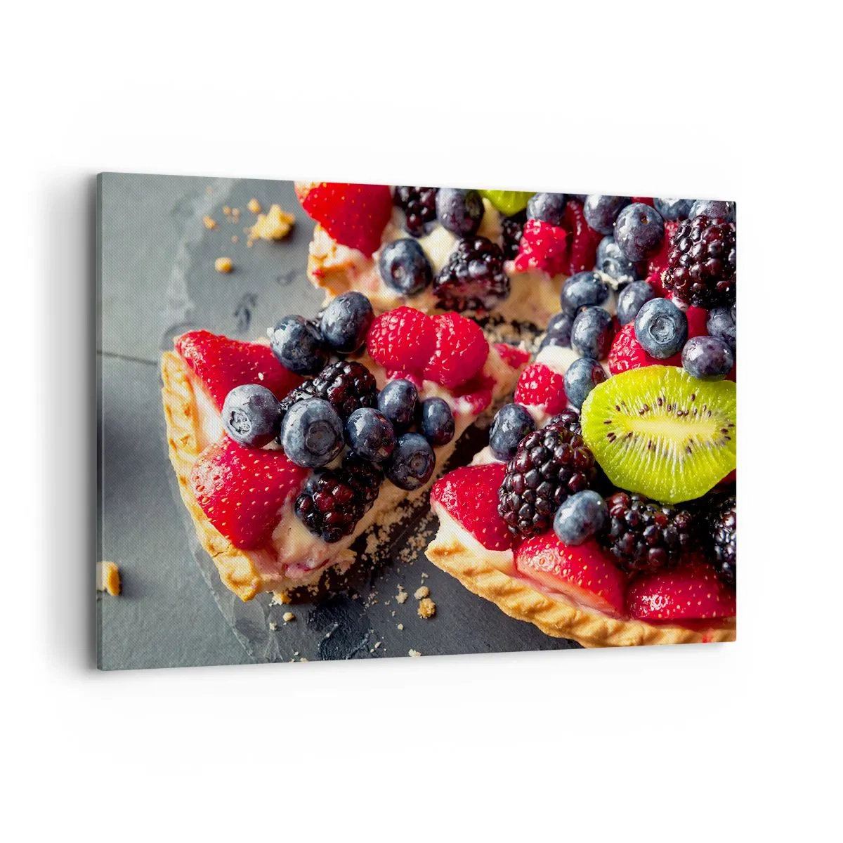 Impression sur toile - Image sur toile - Tarte colorée aux fruits et à la crème - 120x80cm - Dolce vita! - Décoration murale moderne pour le salon et la chambre ARTTOR