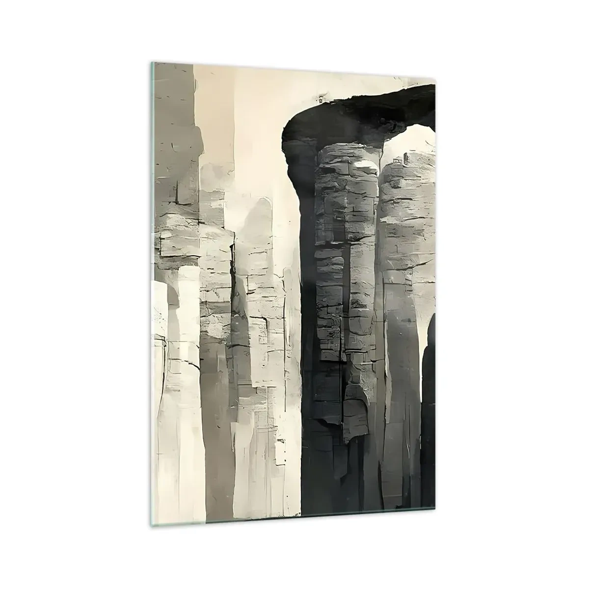 Impression sur verre - Image sur verre - Colonnes historiques dans un cadre monochrome atmosphérique - 70x100cm - La majesté de l'Antiquité - Décoration murale moderne pour le salon et la chambre ARTTOR